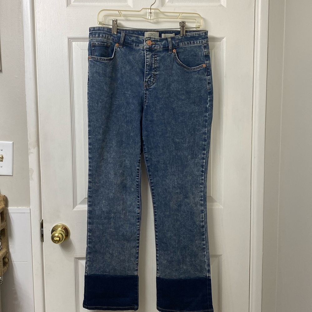 Logo By Lori Goldstein Shadow Patch Cuff Jeans Nw… - image 1